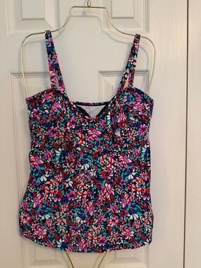 Women's Floral Bikini Tankini Top - Pink & Blue by Leilani 12 NWOT